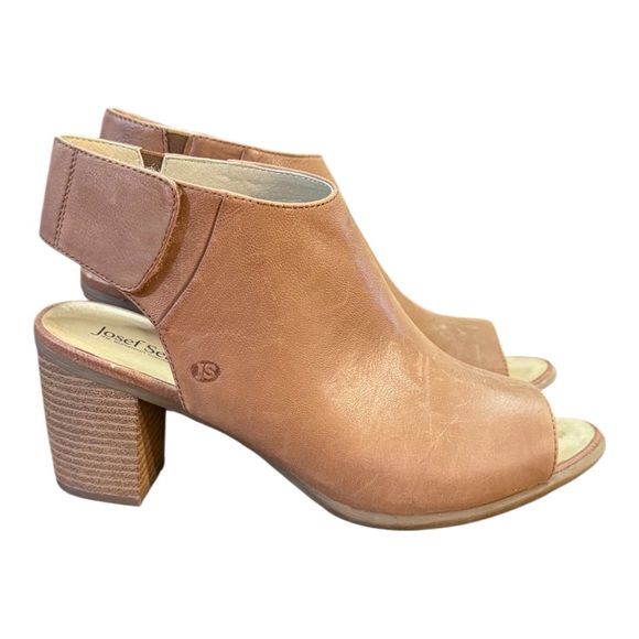 JOSEF SEIBEL Bonnie 09 Tan Leather Peep Toe Ankle Booties Women’s Size 10-10.5 - Picture 1 of 10